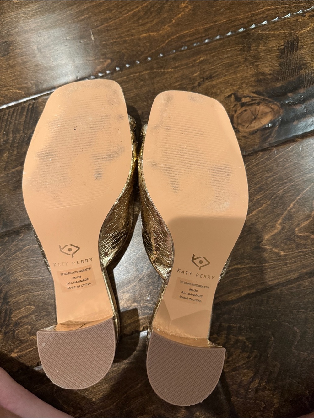Katy Perry Collections Metallic Gold Knotted Mule Slides - Picture 4 of 6